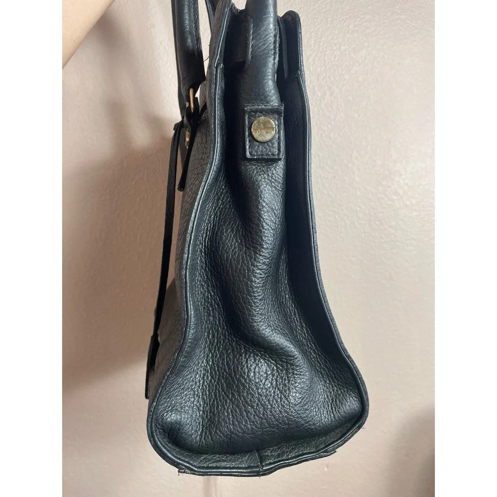 My Choice Black Pebbled Leather Tote Bag Made‎ in Italy Gold Hardware Handbag